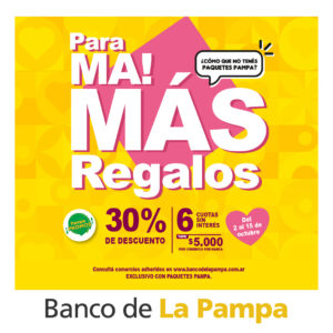 Abertecno Promoción Banco de La Pampa - Día de la Madre 2023 - 30% de descuento del 2 al 15 de octubre - 6 cuotas sin interés